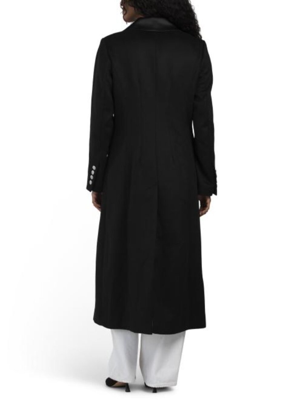 KARL LAGERFELD PARIS Wool Blend Tuxedo Maxi Overcoat - Picture 2 of 4
